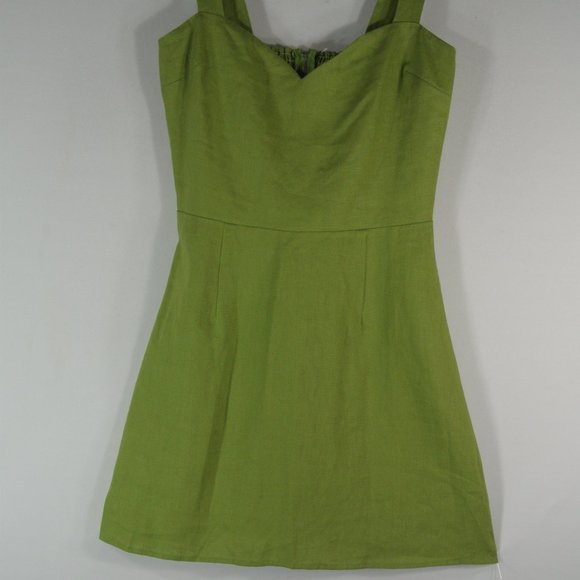 Reformation Miso Linen Dress in Green size 12 Altered Straps - Picture 5 of 12